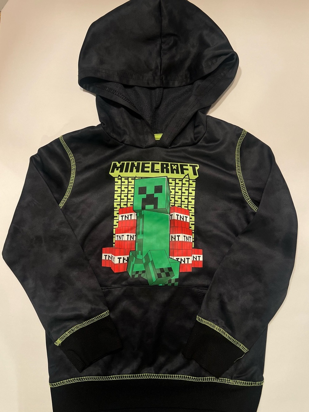 Minecraft Boys Creeper and TNT Performance  Pullover Hoodie, Graphic/Black, 6